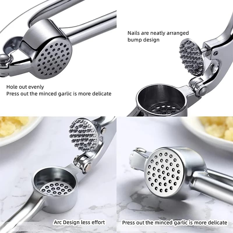 LMETJMA Premium Garlic Press Stainless Steel Garlic Mincer Garlic Crusher Easy to Squeeze and Clean Kitchen Tools JT202