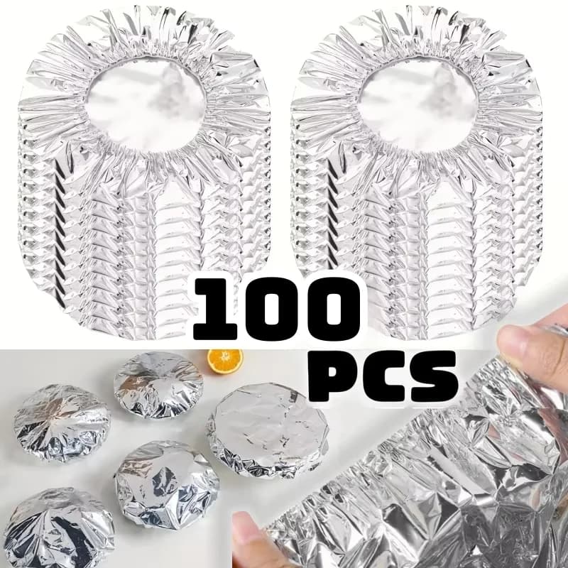 10/100pcs Aluminum Foil Cover Heat-Resistant Insulation Lid for Bowls Plates Keep Food Warm Fresh Kitchen Food Grade Cling Wrap
