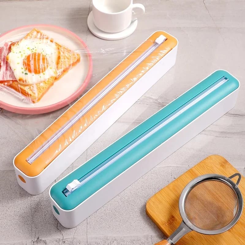 Multifunctional Sliding Cling Film Cutter, Tear‑Free Household Cutter for Plastic Cling Film & Aluminum Foil, Kitchen Tool