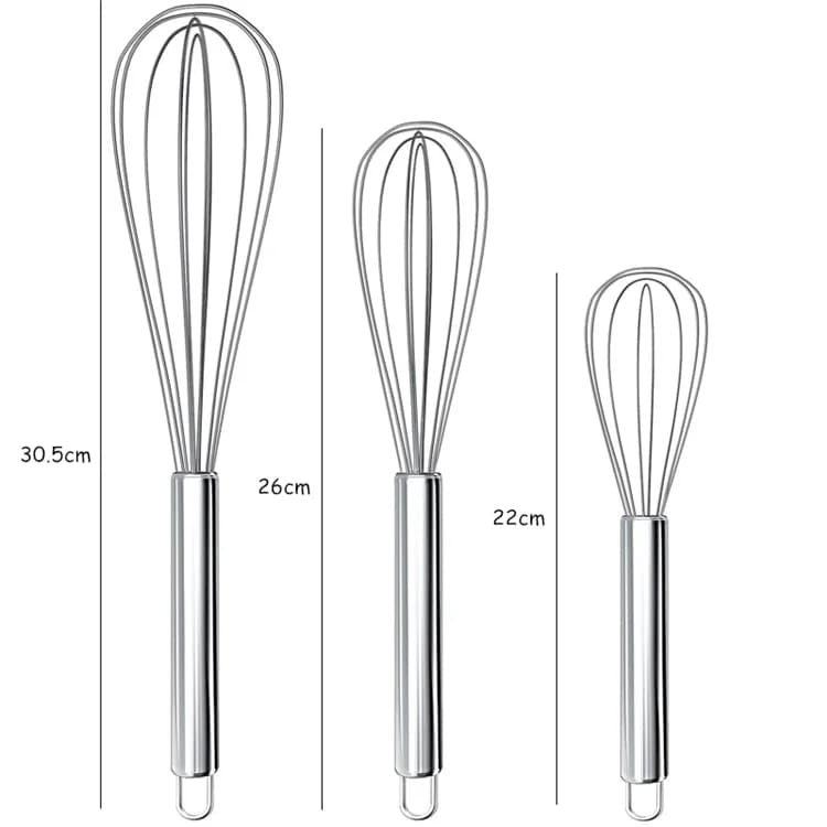 LMETJMA 8" 10" 12" Egg Whisk Stainless Steel Egg Whisk Kitchen Wire Balloon Whisk Milk Egg Beater Egg Mixing Mixer Tools KC0231