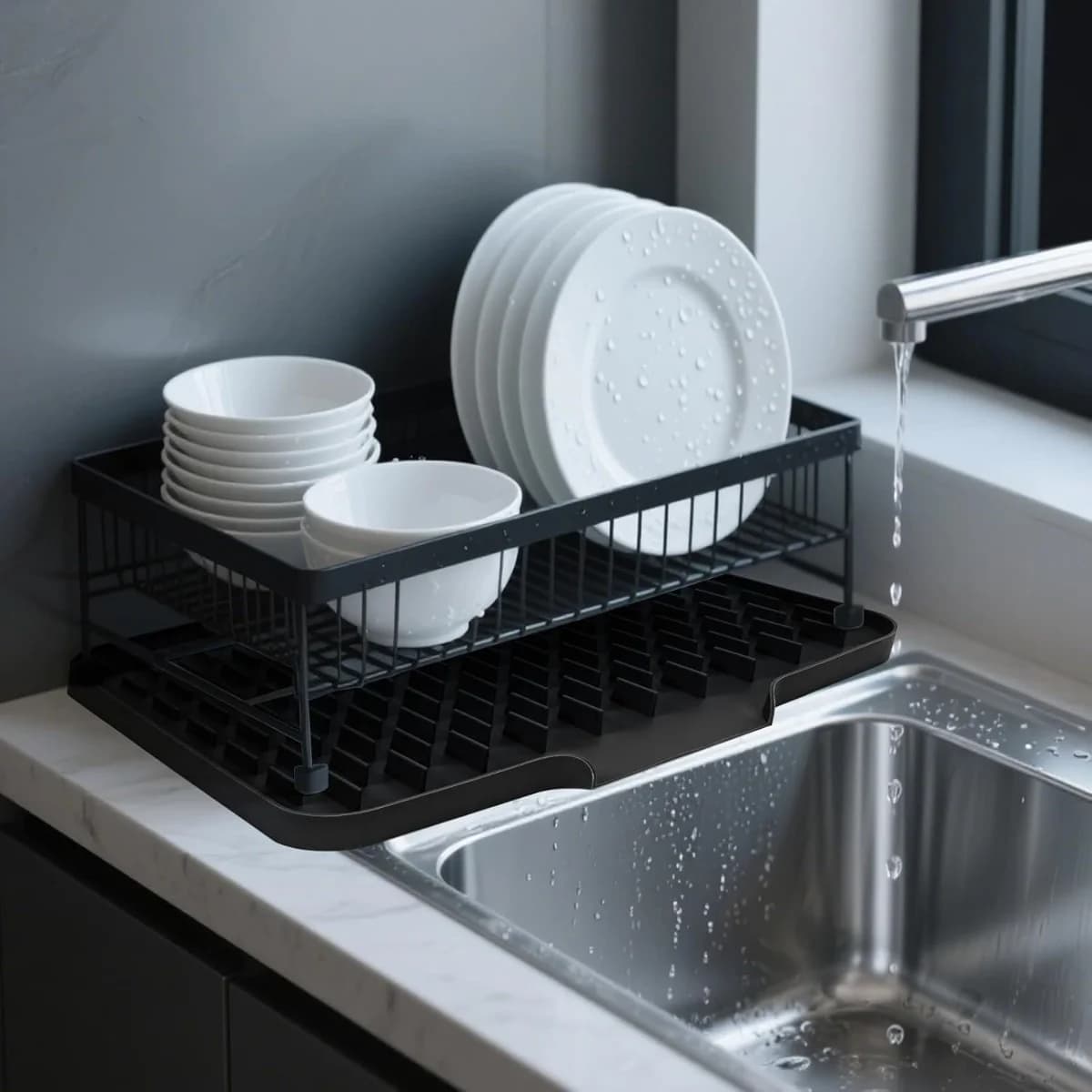 Silicone Kitchen Drain Mat with Built in Drainage Easy Clean for Countertops Sinks Refrigerators Home Accessory Tool