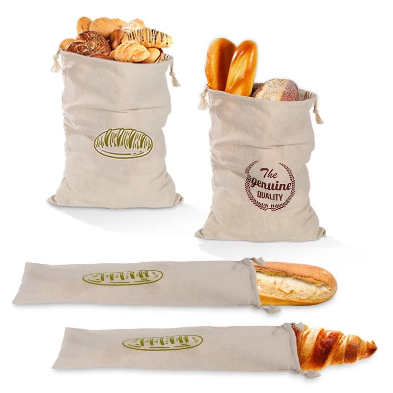 Linen Bread Bag Reusable Bags For Bread Drawstring Bags Homemade Artisan Bread Storage Bag Baguette Bag Food Storage Containers