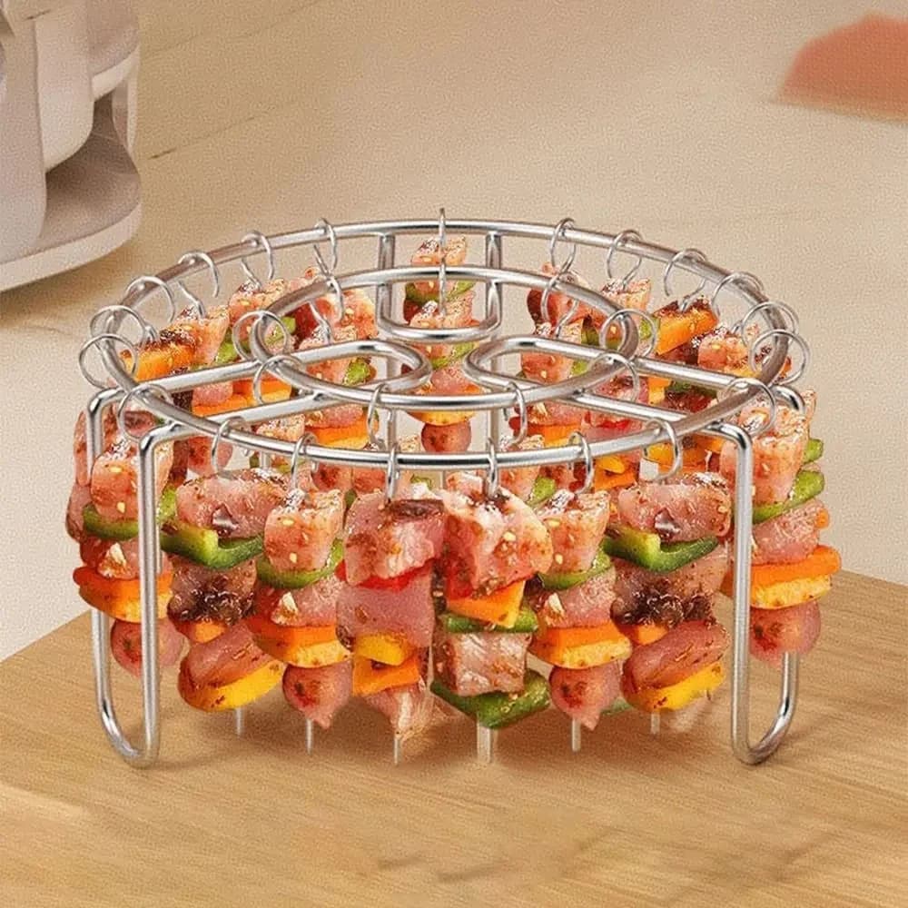 Stainless Steel Vertical Grill Rack Detachable String Skewer Holder Barbecue Bracket for Outdoor Cooking 12/24/49 Skewers