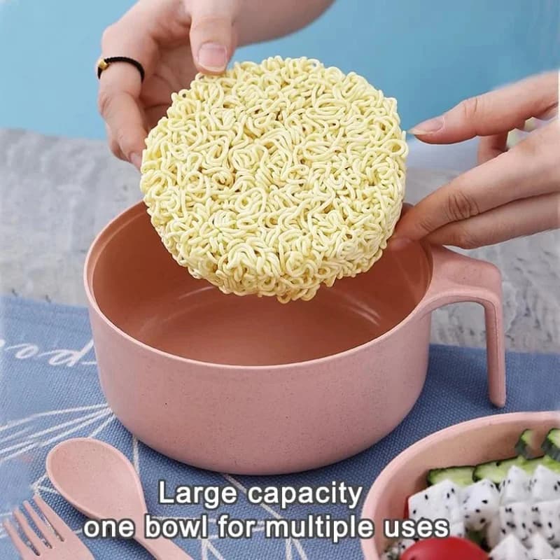 Microwavable Ramen Bowl Set with Chopsticks Cooker Bowl And Lid for Instant Noodles - Kitchen Cooking Accessory