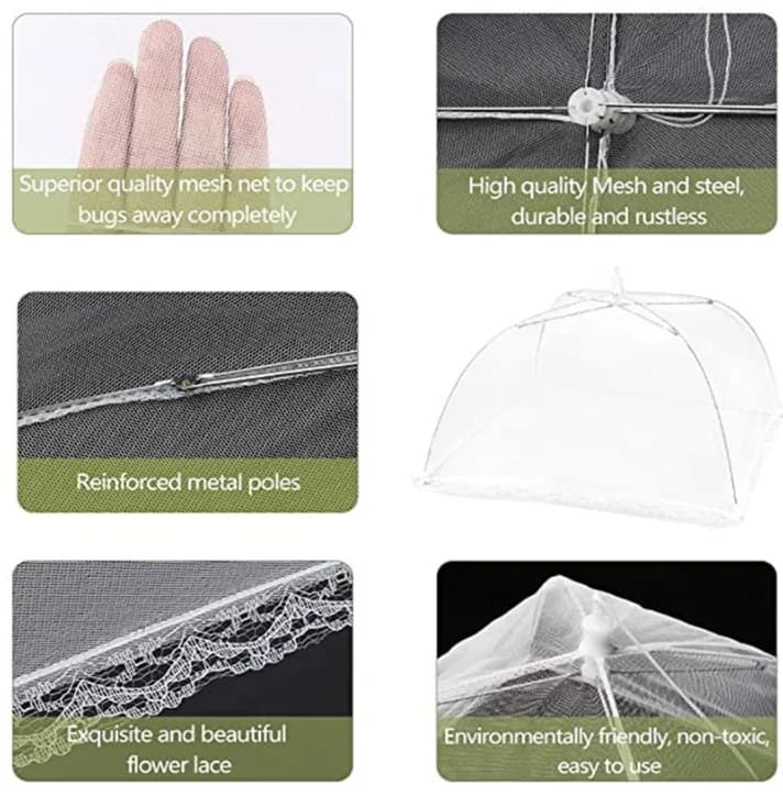 Kitchen Food Cover Foldable Anti Fly Mosquito Mesh Cover Picnic Dinner Table Umbrella Style Tent Cover Kitchen Gadgets