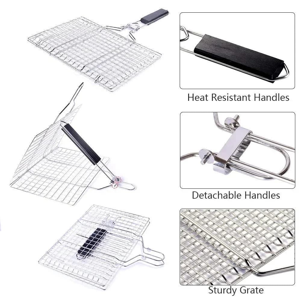 Stainless Steel BBQ Mesh Non Stick Grilling Basket Grill Mesh Mat Meat Vegetable Steak Picnic Party Barbecue Tool