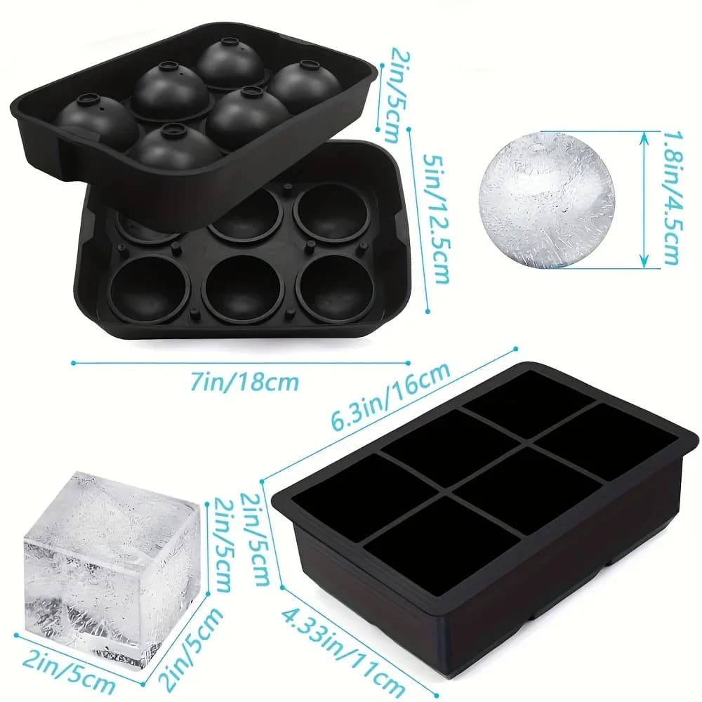 6-Grid Ice Silicone Cube Mold Tray DIY Freeze Ice Maker Creative Ice Cube Mold Barware Tools Perfect for Freezer, Cocktail