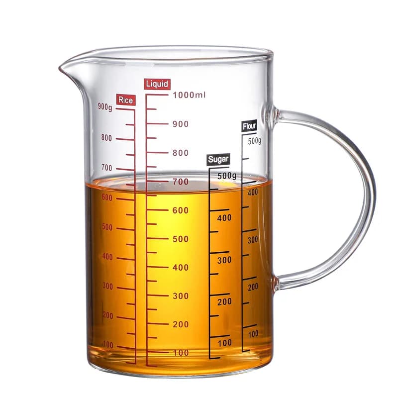 High Borosilicate Glass Measuring Cups Clear Glass Scale Cup With Handle V Shaped Spout Kitchen Glass Measuring Beaker