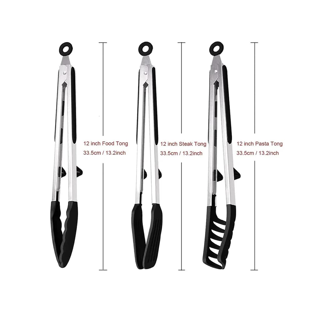 LMETJMA Kitchen Tongs Silicone Food Tongs Non Stick Cooking Serving Tongs For BBQ Salad Steak Pasta Spaghetti Noodles JT302