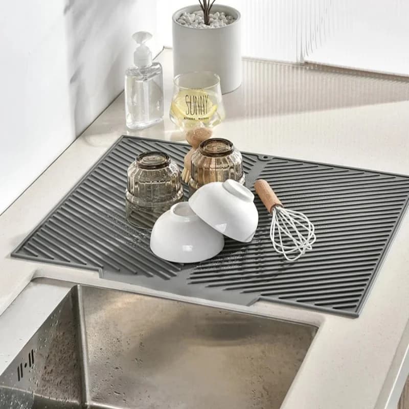 1Kitchen Draining Mat Household Dining Table Heat Insulation Mat Silicone Slope Tableware Plate Cup Storage Mat Bathroom Water F