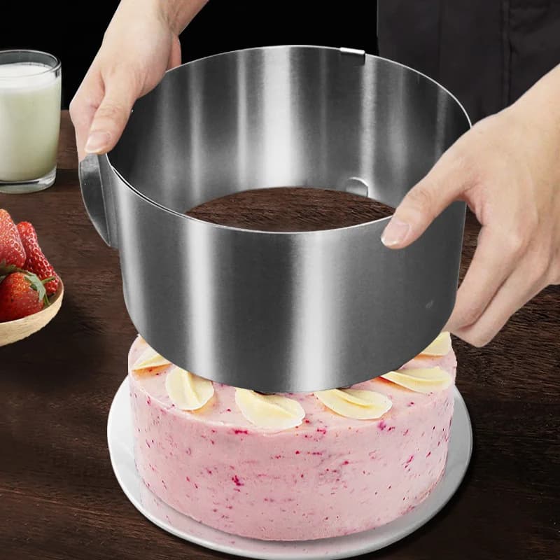 1pc Stainless Steel Telescopic Mousse Ring Circle Mold Rustproof Adjustable Mousse Cake Ring for Easy Release Baking Ring Tools