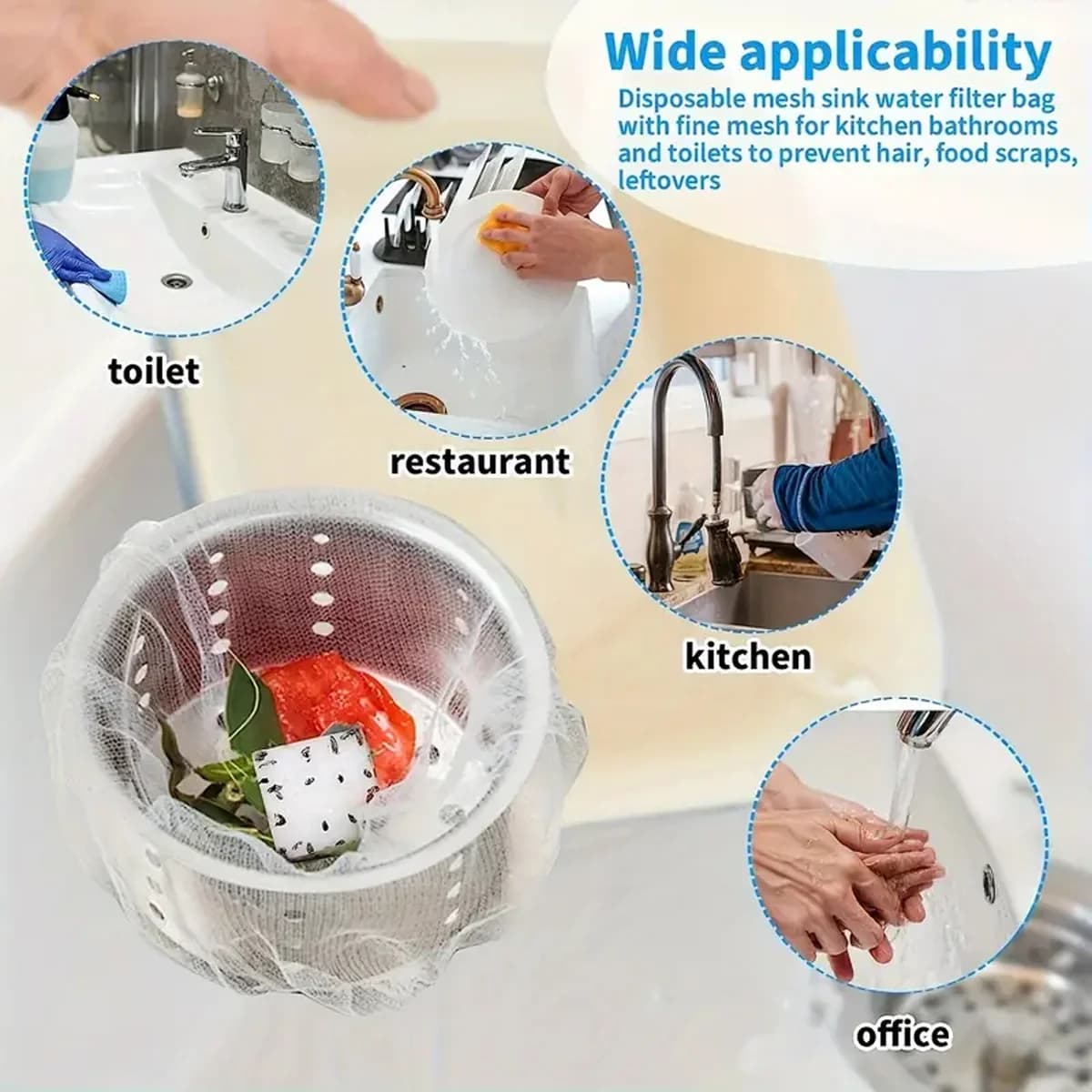 Kitchen Food Residue Sink Filter Bag Suitable For Various Sinks Disposable Food Residue Collectors Convenient Drain Garbage Scre
