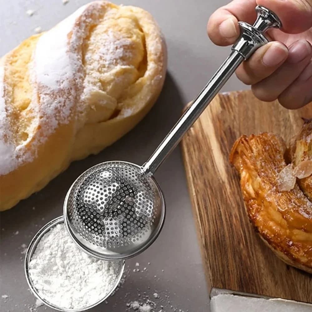 Stainless Steel Powder Shaker Baking Accessory Sugar Duster Flour Sugar Sieve For Powdered Sugar And Spices Cake Decorating Tool