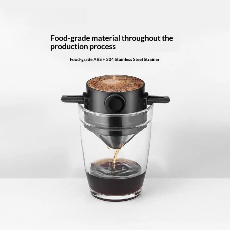 Portable Coffee Filter Cup Foldable Reusable Dripper with Dual Layer Mesh for Pour Over Brew No Filter Paper Travel Espresso