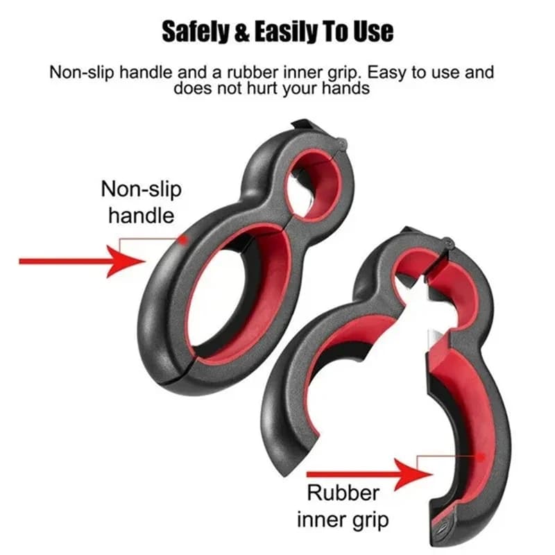 LMETJMA Multifunctional 6 in 1 Can Opener Simple Beer Bottle Opener Jar Gripper Can Beer Lid Twist Off Opener JT05