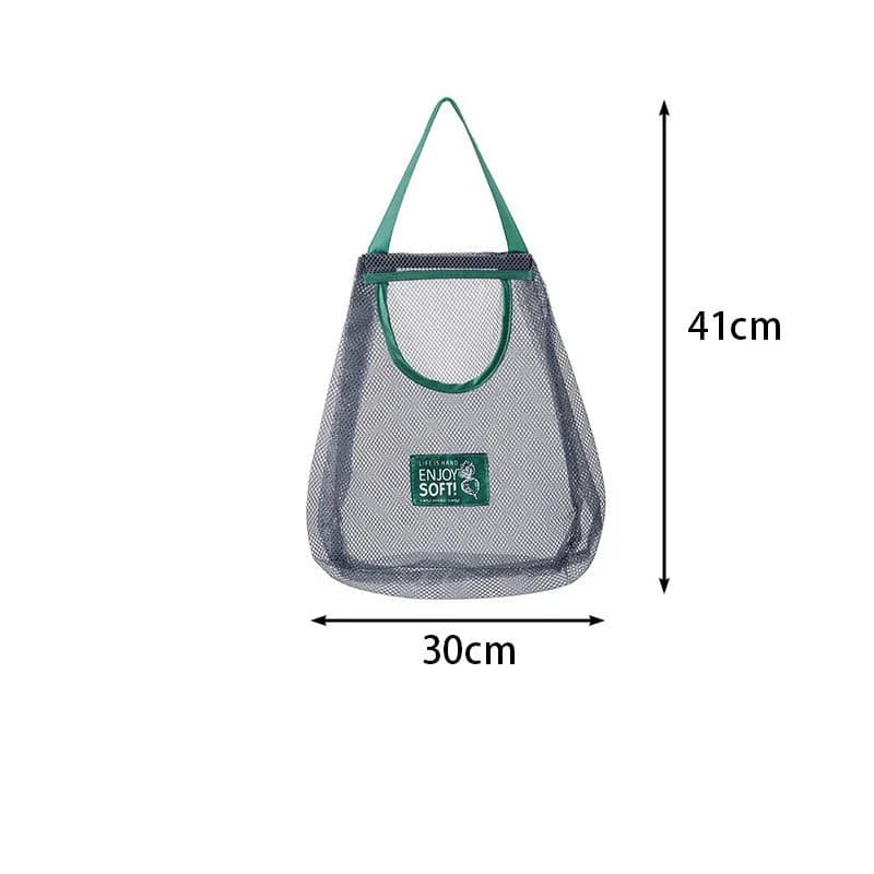 Reusable Hang Mesh Storage Bag With Smooth Edge‑Wrapped Handle Kitchen Fruit Vegetable Net Pouch Onion Garlic Potato Organizer