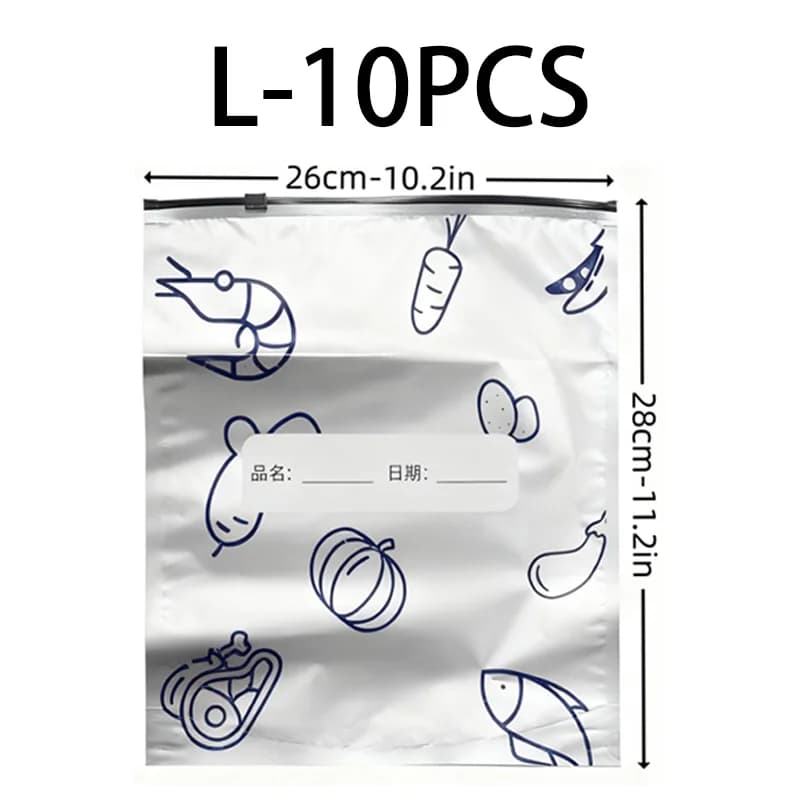Kitchen Reusable Aluminum Foil Storage Bags Airtight Slider Zip Freezer Bag Leakproof Food Saver Pouch for Meat Meal Vegetables