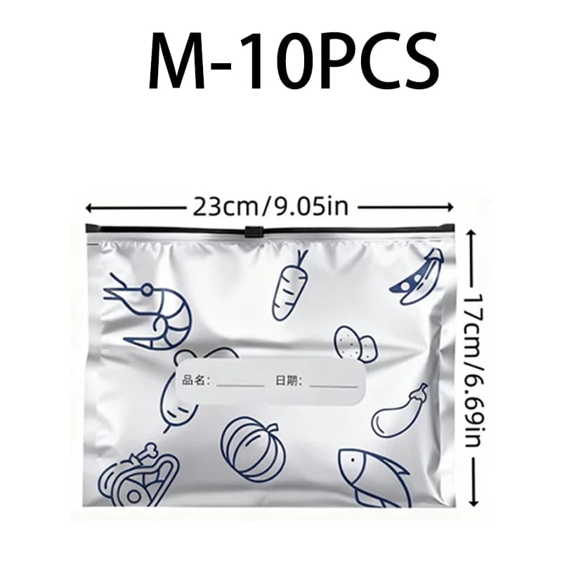 Kitchen Reusable Aluminum Foil Storage Bags Airtight Slider Zip Freezer Bag Leakproof Food Saver Pouch for Meat Meal Vegetables
