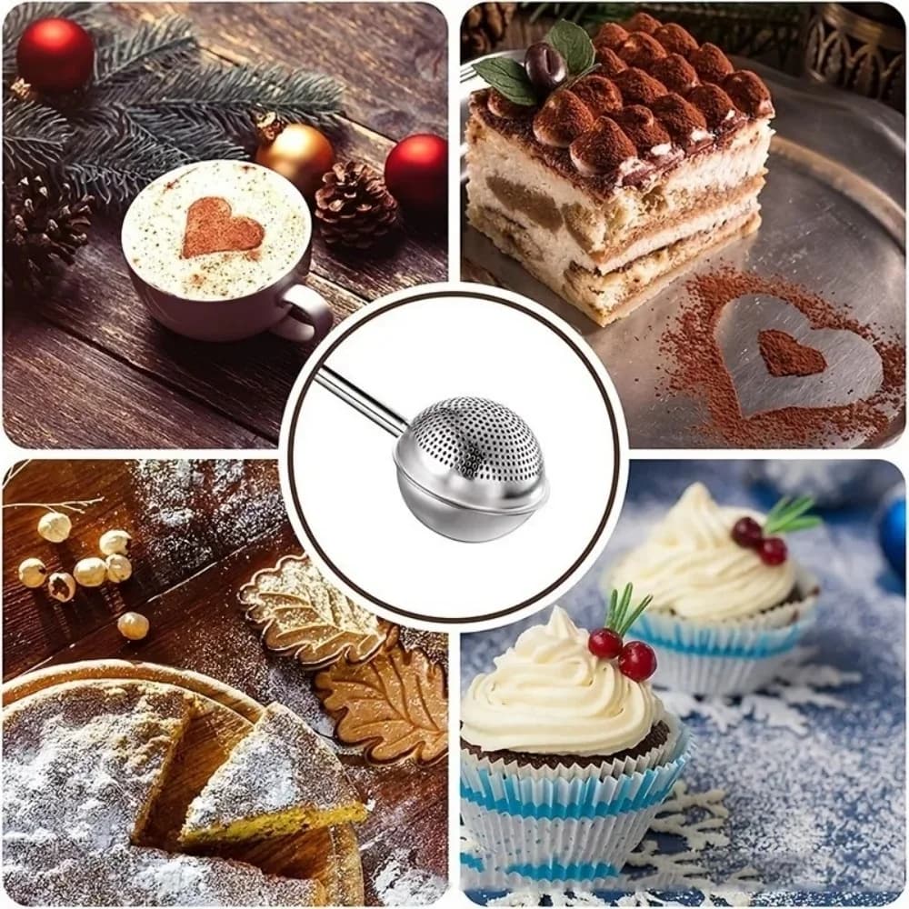Stainless Steel Powder Shaker Baking Accessory Sugar Duster Flour Sugar Sieve For Powdered Sugar And Spices Cake Decorating Tool