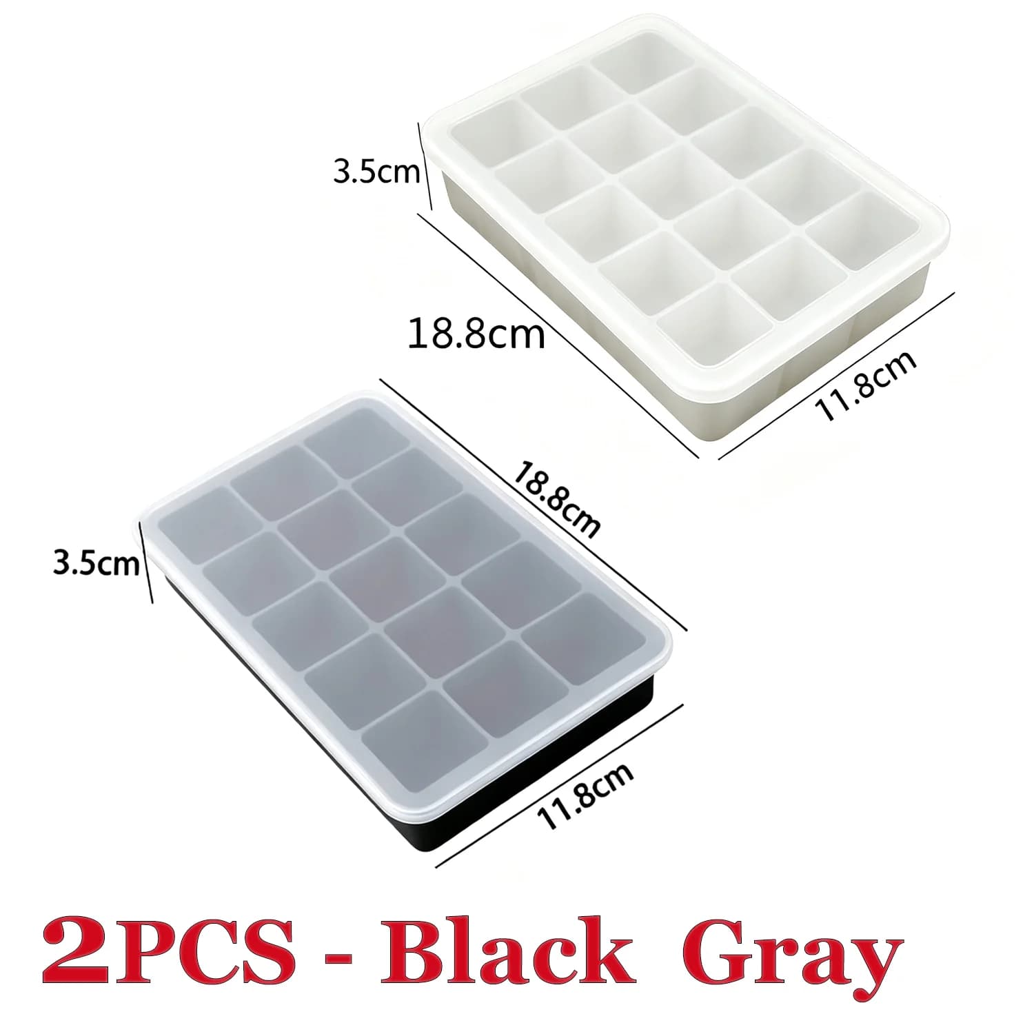 15 Cavity Ice Cube Tray Silicone Square Ice Trays Easy Release Stackable Ice Cube Molds with Removable Lid Ice Cubes for Whiskey