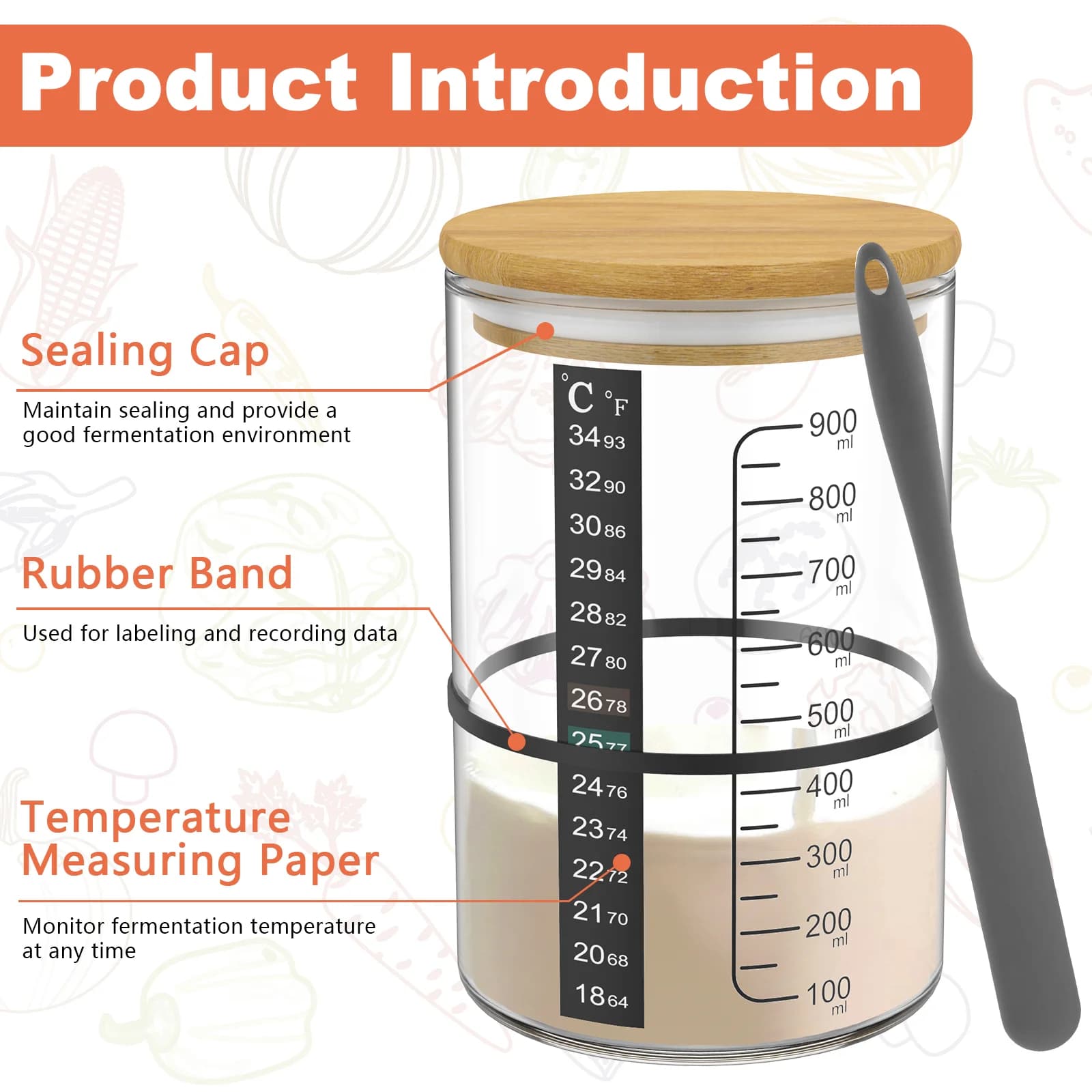 Sourdough Starter Jar Kit Sourdough Starter Container Baking Fermentation Jar Food Storage Jar Kitchen Bread Baking Accessories