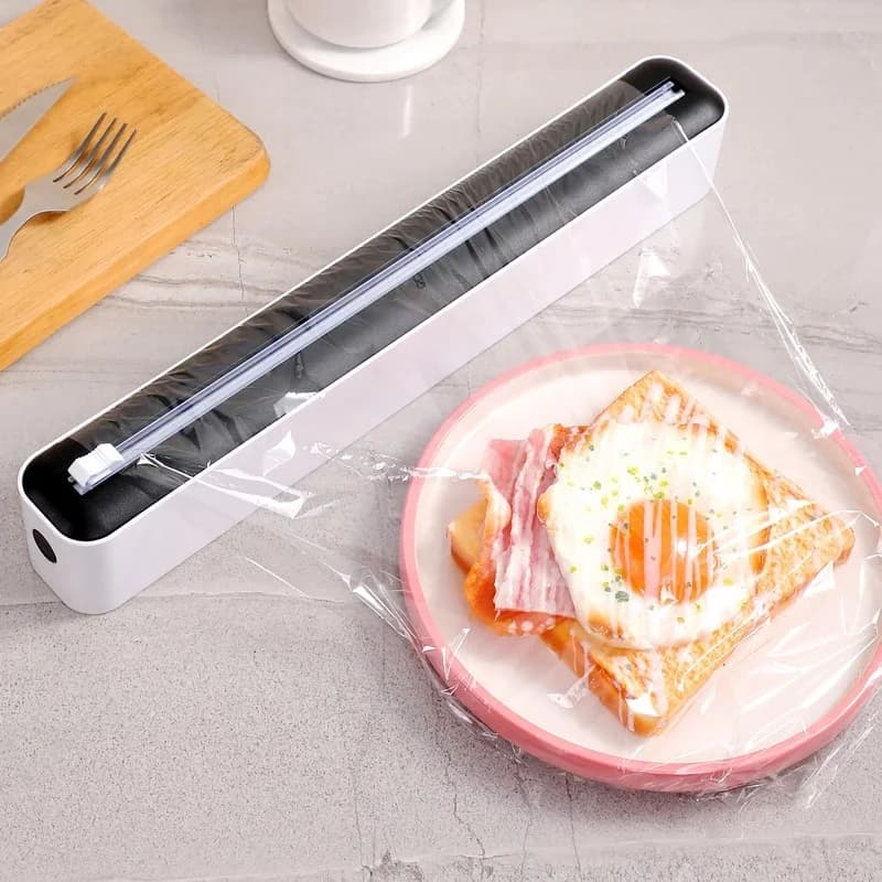 Multifunctional Sliding Cling Film Cutter, Tear‑Free Household Cutter for Plastic Cling Film & Aluminum Foil, Kitchen Tool