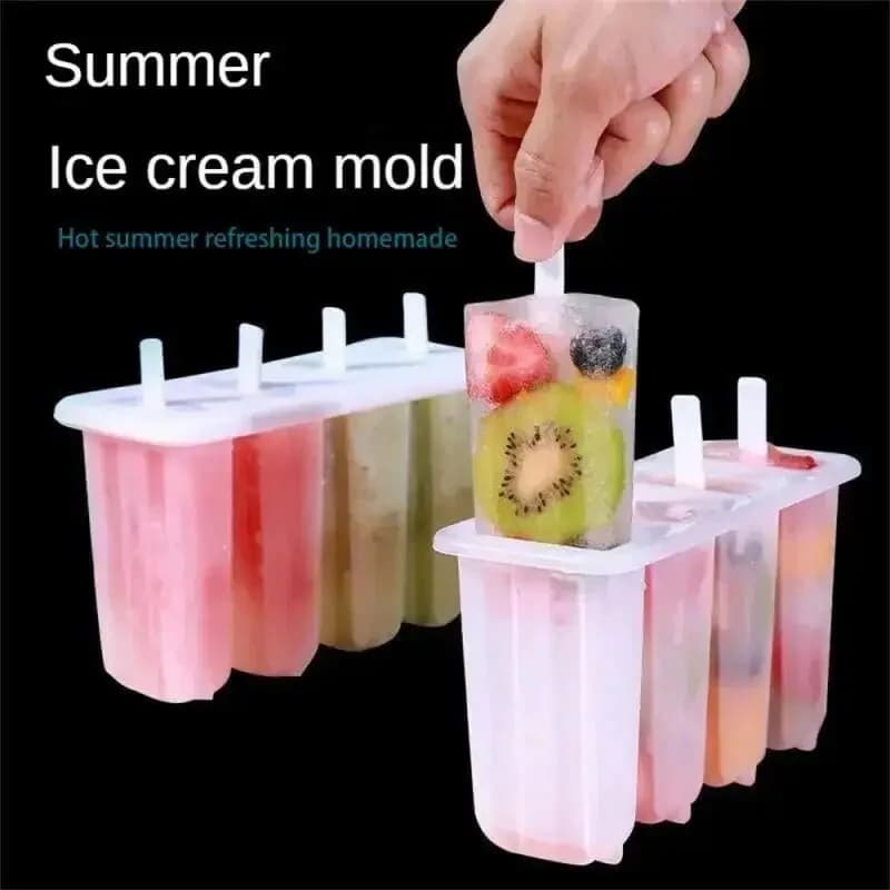4-Link Old Popsicle Mold With Lid Home Made Homemade Mung Bean Popsicle Homemade Ice Cream Frozen Ice Cream Molds