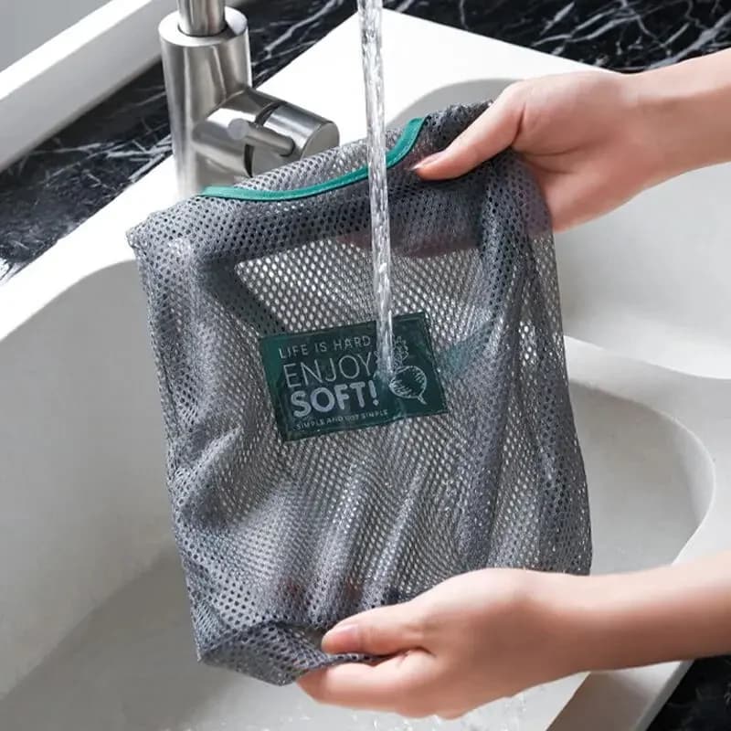 Reusable Hang Mesh Storage Bag With Smooth Edge‑Wrapped Handle Kitchen Fruit Vegetable Net Pouch Onion Garlic Potato Organizer