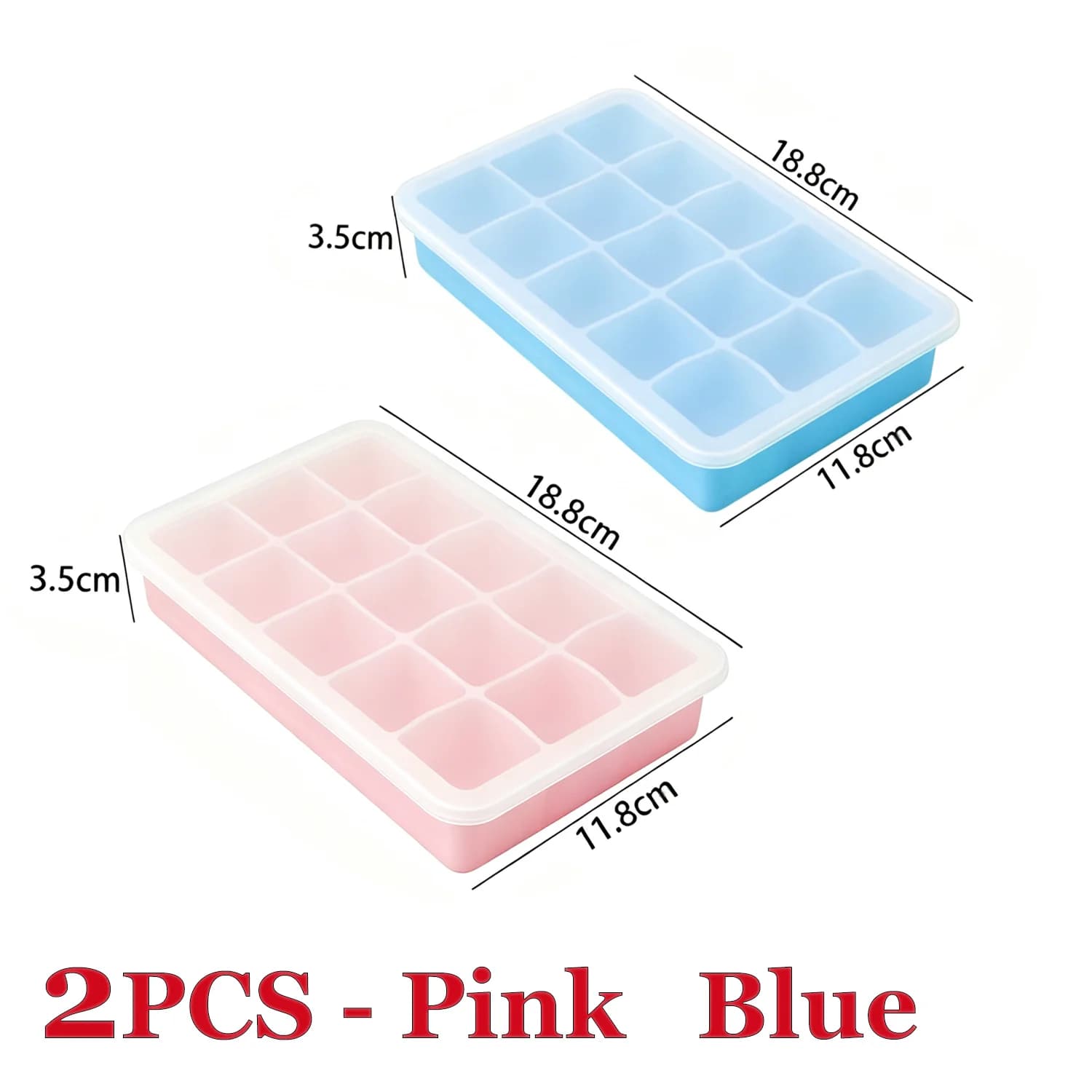 15 Cavity Ice Cube Tray Silicone Square Ice Trays Easy Release Stackable Ice Cube Molds with Removable Lid Ice Cubes for Whiskey