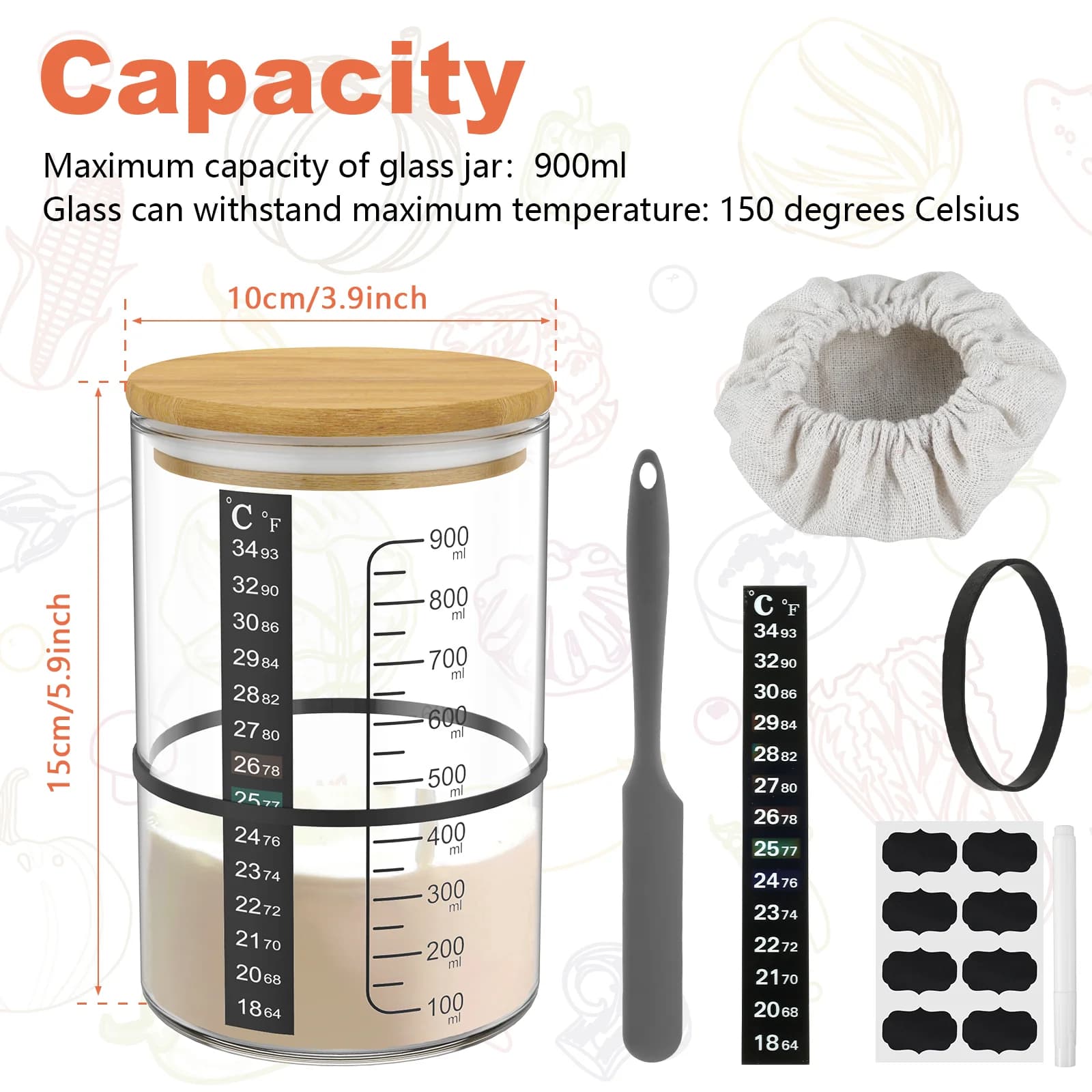 Sourdough Starter Jar Kit Sourdough Starter Container Baking Fermentation Jar Food Storage Jar Kitchen Bread Baking Accessories