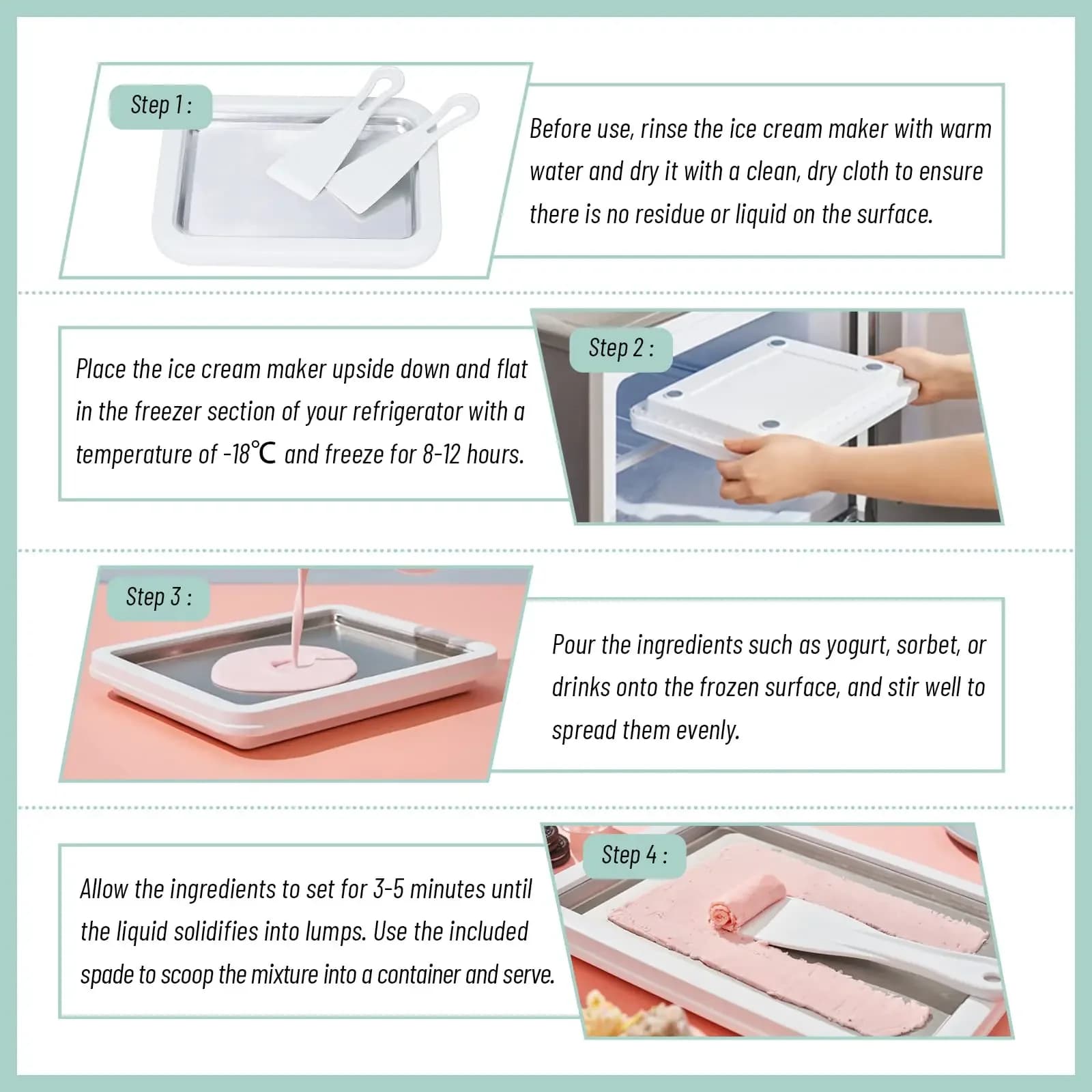 Multifunctional Rolled Ice Cream Maker Cold Sweet Fried Ice Pan DIY Household Frozen Yogurt Maker for Homemade Stir Fry Ice Tray