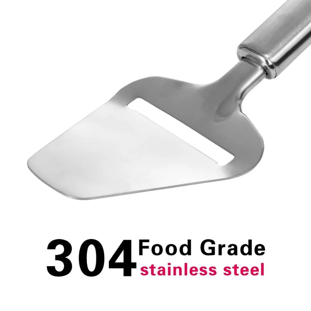 LMETJMA Stainless Steel Cheese Slicer Heavy Duty Plane Cheese Cutter Non-Stick Cheese Slicer Knife Server KC0331
