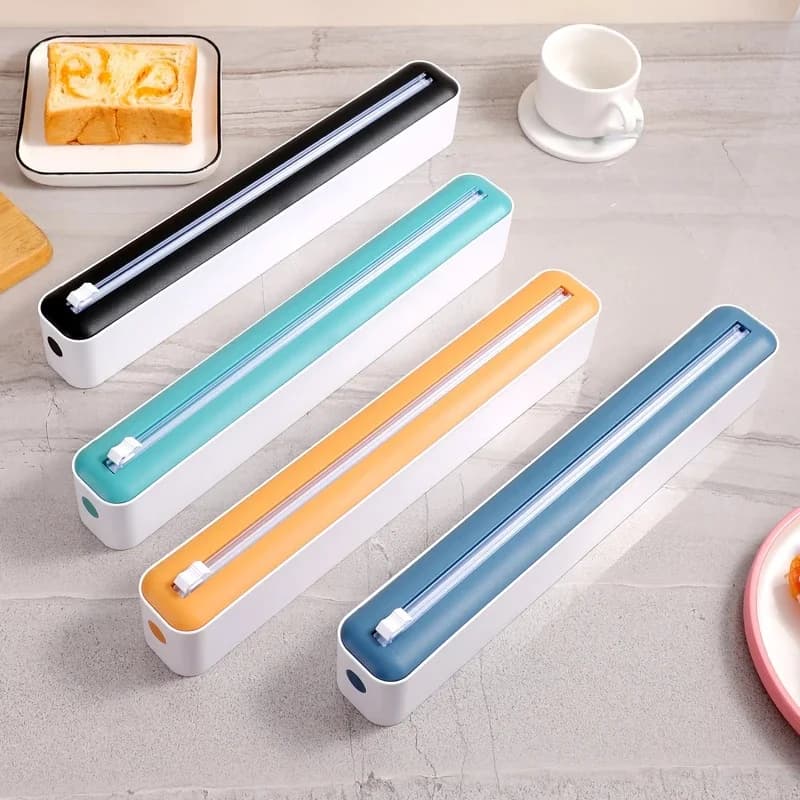 Multifunctional Sliding Cling Film Cutter, Tear‑Free Household Cutter for Plastic Cling Film & Aluminum Foil, Kitchen Tool