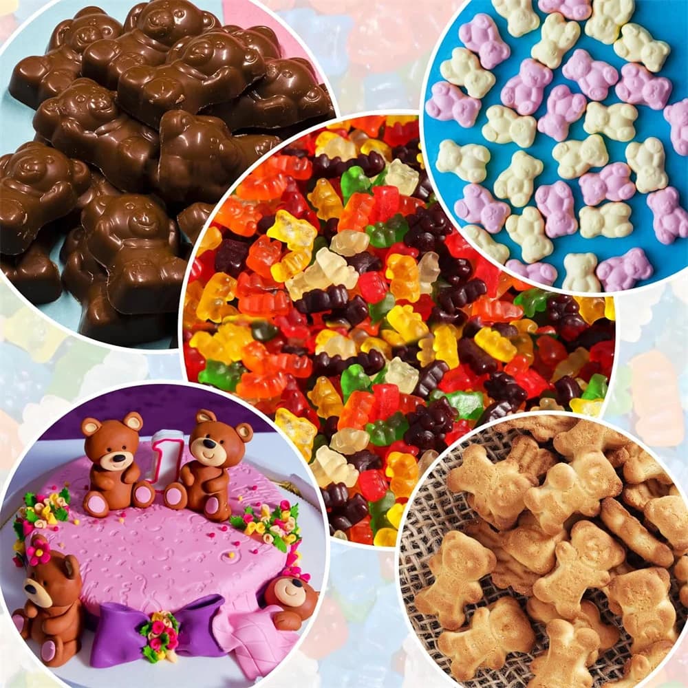 2/5pcs Gummy Bear Candy Mold Kit with 2 Droppers Silicone Non-stick Chocolate Molds DIY Multi-Shape Jelly Fondant Kitchen Tool