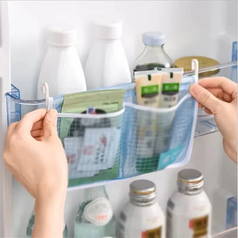 1PC Fridge Hanging Mesh Bag - Refrigerator Door Organizer for Kitchen Storage Bag