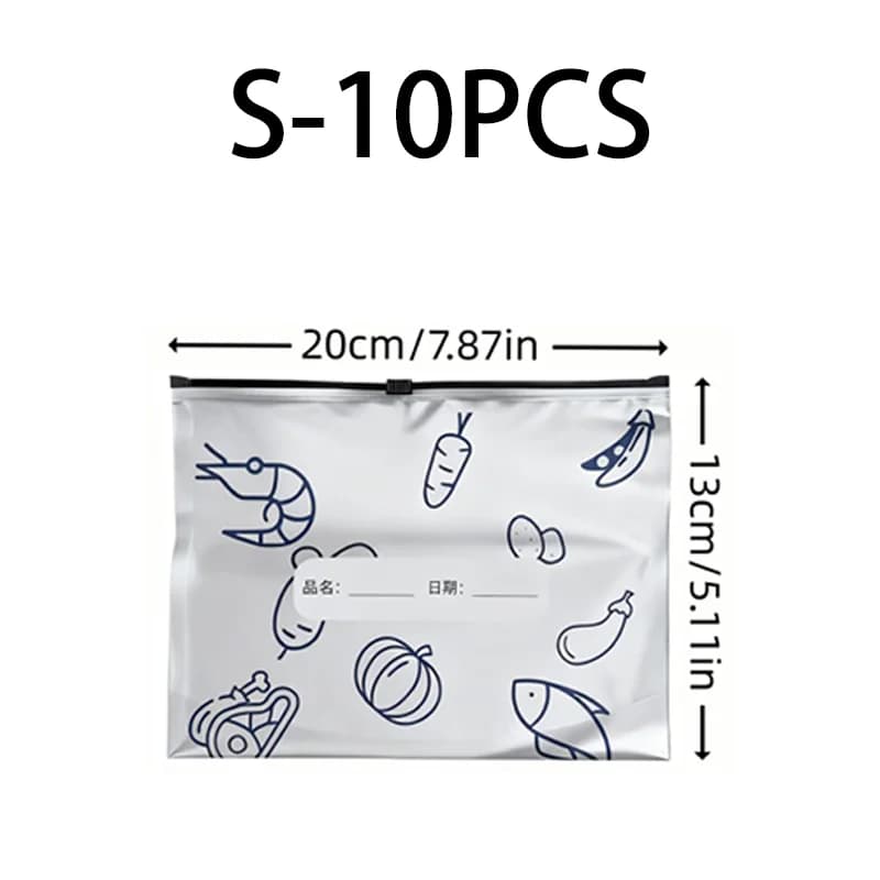 Kitchen Reusable Aluminum Foil Storage Bags Airtight Slider Zip Freezer Bag Leakproof Food Saver Pouch for Meat Meal Vegetables
