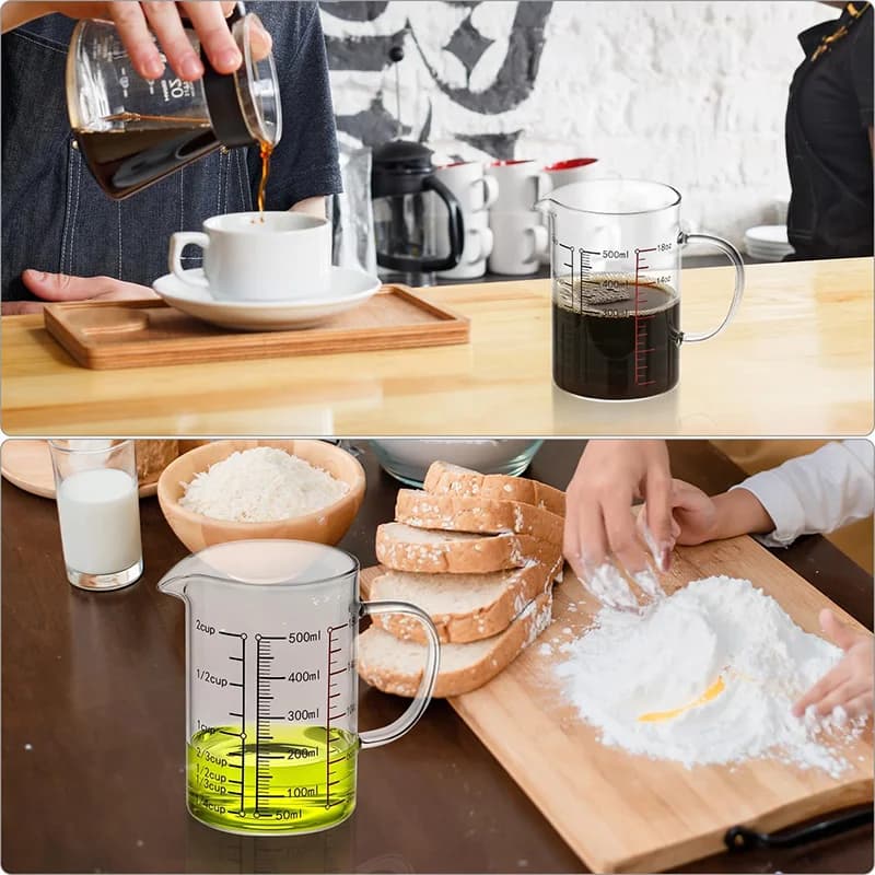 High Borosilicate Glass Measuring Cups Clear Glass Scale Cup With Handle V Shaped Spout Kitchen Glass Measuring Beaker