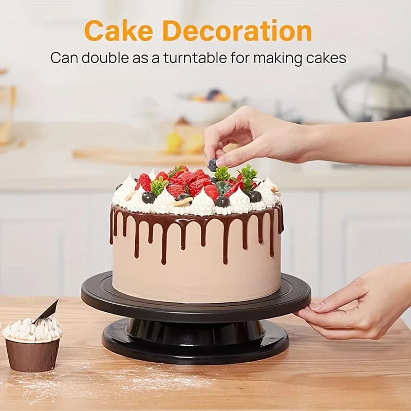 1/6pcs Cake Turntable Set with 2 Frosting Spatula 3 Icing Smoother Scraper Cake Decorating Kit Baking Supplies Kit For Party