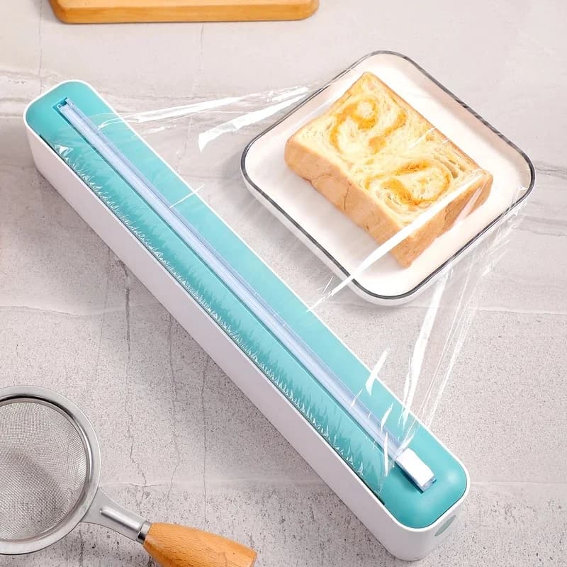 Multifunctional Sliding Cling Film Cutter, Tear‑Free Household Cutter for Plastic Cling Film & Aluminum Foil, Kitchen Tool