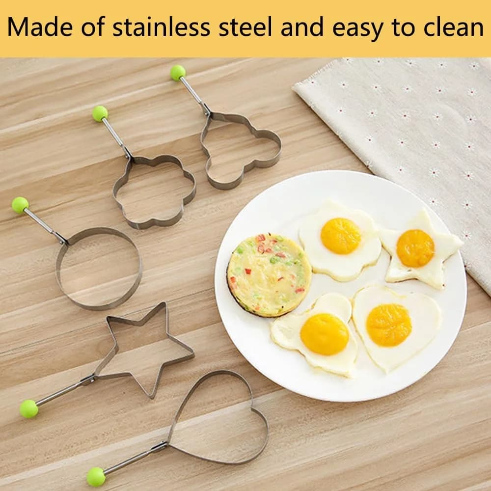 5Pcs Stainless Steel Eggs Rings Mold With Handle,Round Non-stick Pancake Omelette Mold For Griddle,Egg Shaper Home Kitchen Items