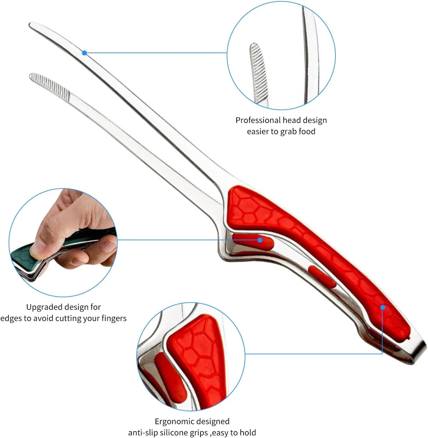 Stainless Steel Barbecue Tongs Non Stick Anti Scald Anti Slip Steak Tongs Non Slip Grip Kitchen Tongs for Cooking