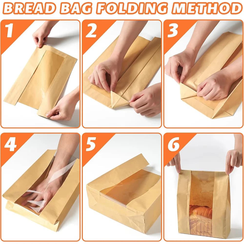 LMETJMA Large Bread Bags for Homemade Bread Sourdough Paper Bread Bags with Clear Window Bakery Bags for Cookies Cakes JT298