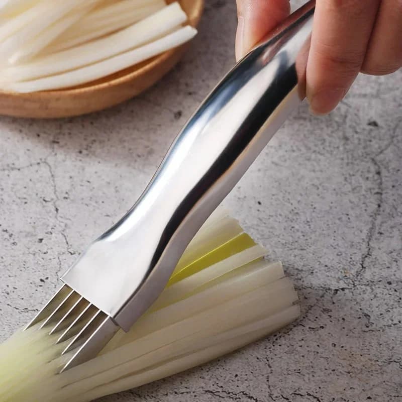 Kitchen Shred Silk The Knife, Stainless Steel Chopped Green Onion Knife, Curved Handle Design, Food Speedy Chopper Green Onion