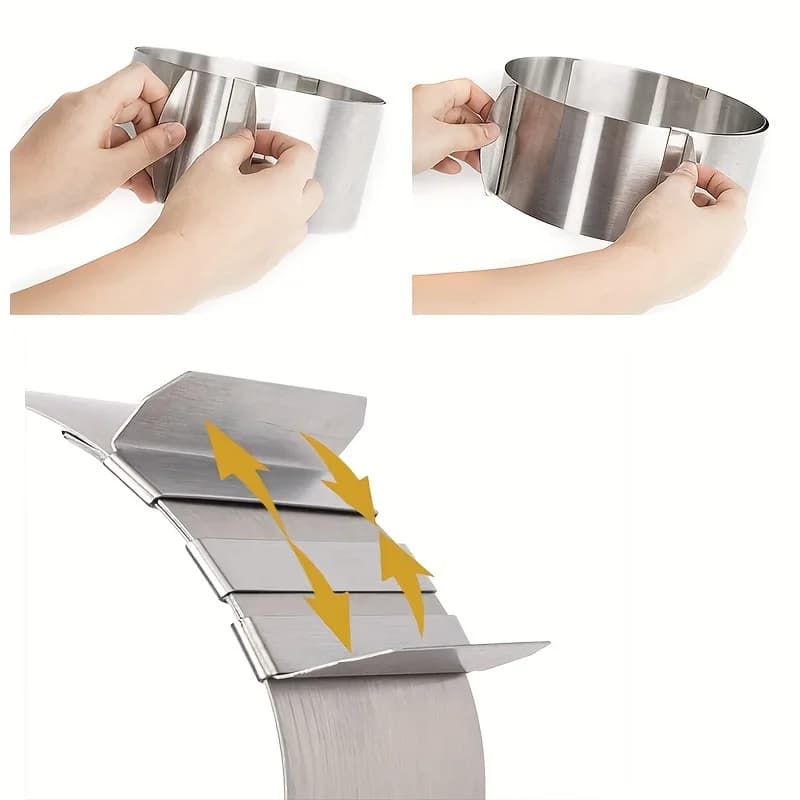 1pc Stainless Steel Telescopic Mousse Ring Circle Mold Rustproof Adjustable Mousse Cake Ring for Easy Release Baking Ring Tools