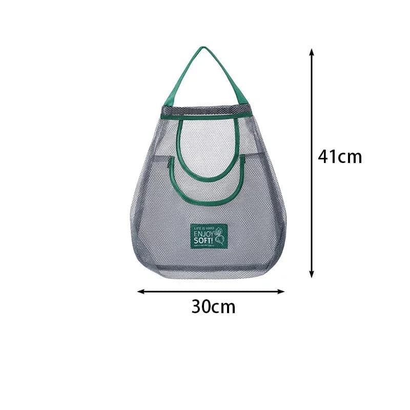 Reusable Hang Mesh Storage Bag With Smooth Edge‑Wrapped Handle Kitchen Fruit Vegetable Net Pouch Onion Garlic Potato Organizer