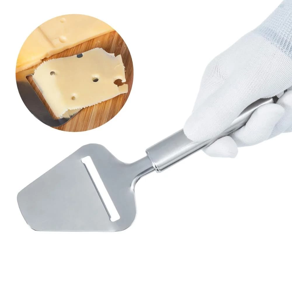 LMETJMA Stainless Steel Cheese Slicer Heavy Duty Plane Cheese Cutter Non-Stick Cheese Slicer Knife Server KC0331