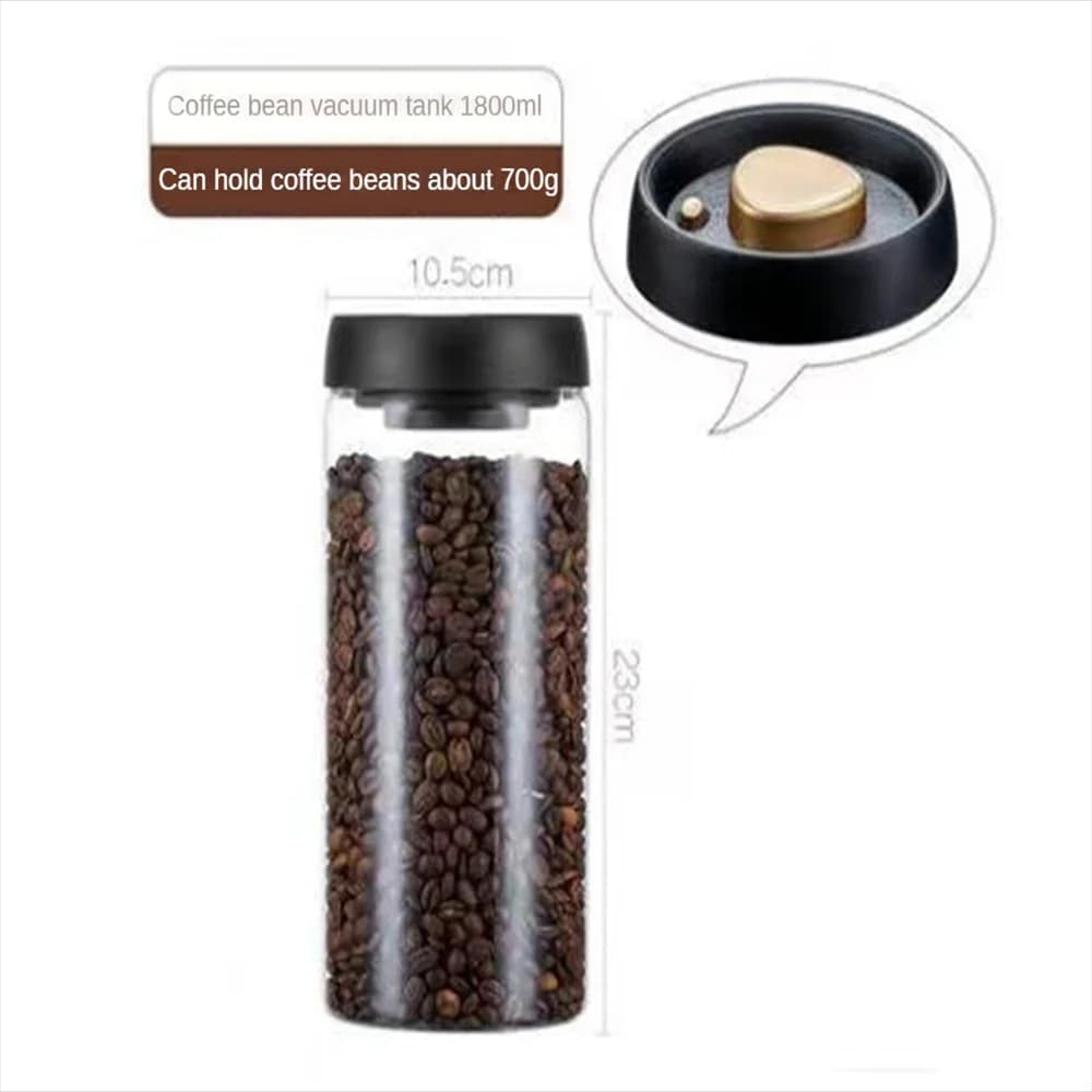 1pack Coffee Bean Storage Container Airtight Lid Sealed with Press-Down Vacuum Glass Coffee Canister,Food Storage,Coffee,Tea
