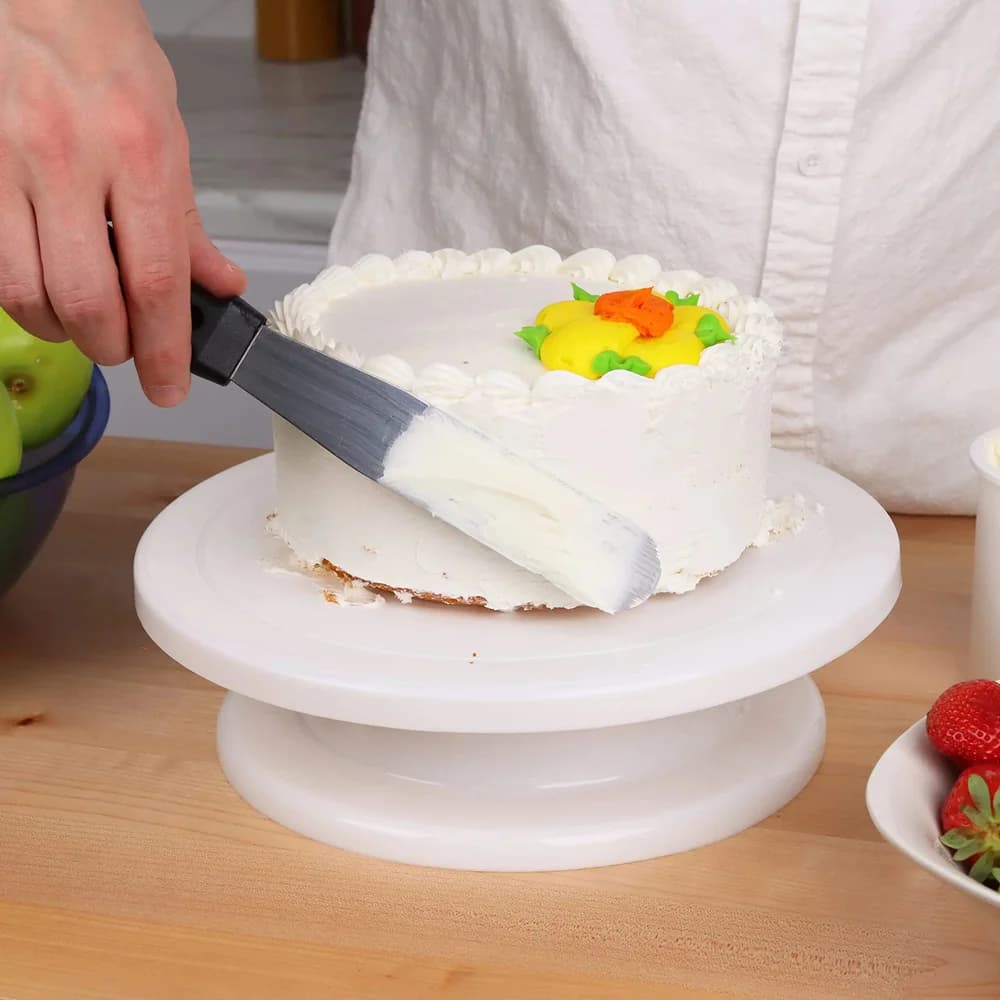 1/6pcs Cake Turntable Set with 2 Frosting Spatula 3 Icing Smoother Scraper Cake Decorating Kit Baking Supplies Kit For Party